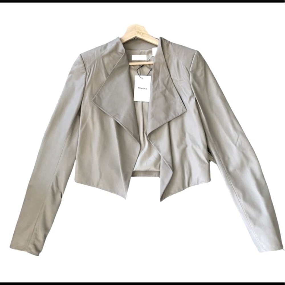 NWT Theory Leather jacket -Stone